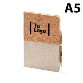 Set de Bloc de Notas y Bolígrafo Ecológico Personalizable en Corcho Natural