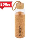 Botella de cristal con tapa de bambu y corcho 500ml