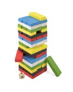Divertido juego de habilidad, realizado en piezas de madera de colores.