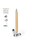 Bolígrafo lápiz eterno 2 en 1, fabricado en bambú, con cuerpo de suave acabado y accesorios cromados.
