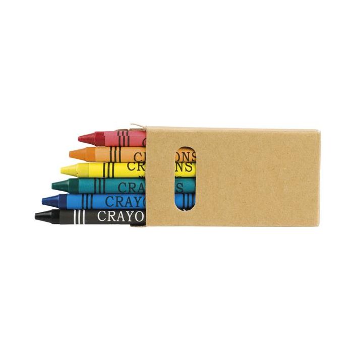 Caja con 6 crayones. Un juego de lápices de colores.